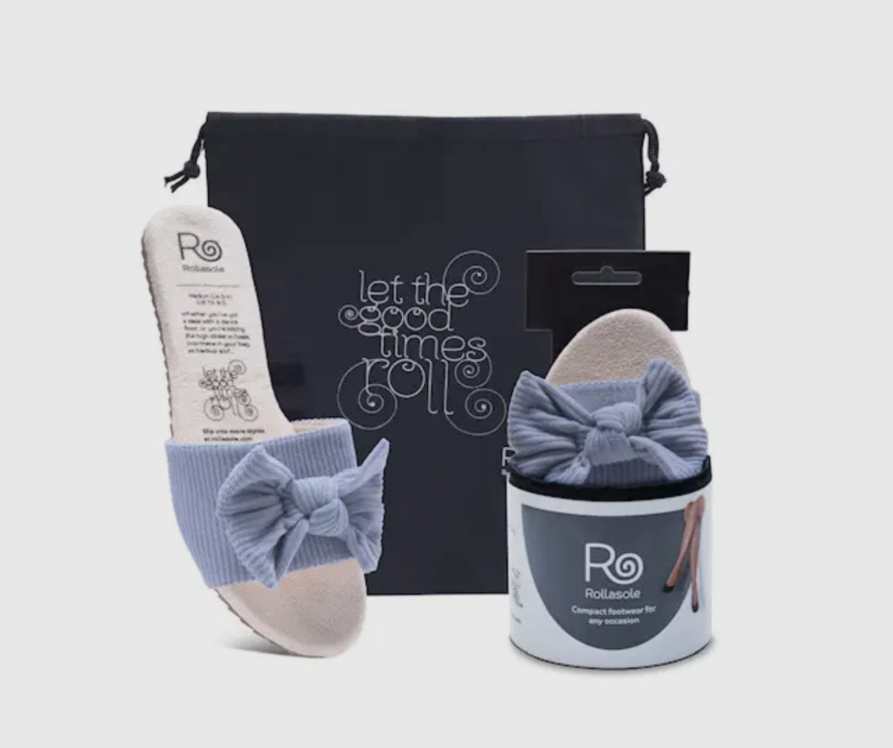 Blue Skies Roll-up Flat with Bow