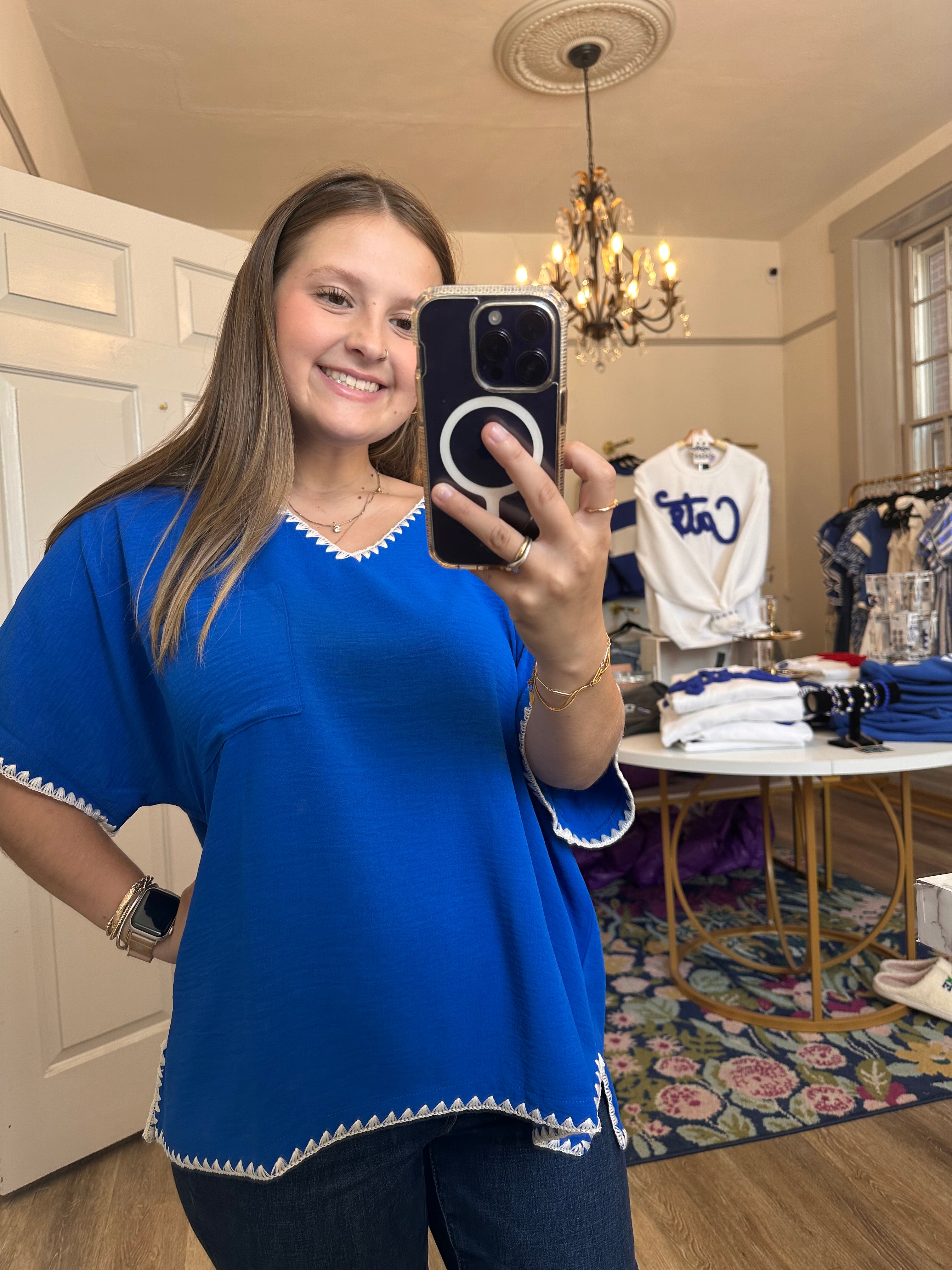 Victory Royal Blue Top with White Detail