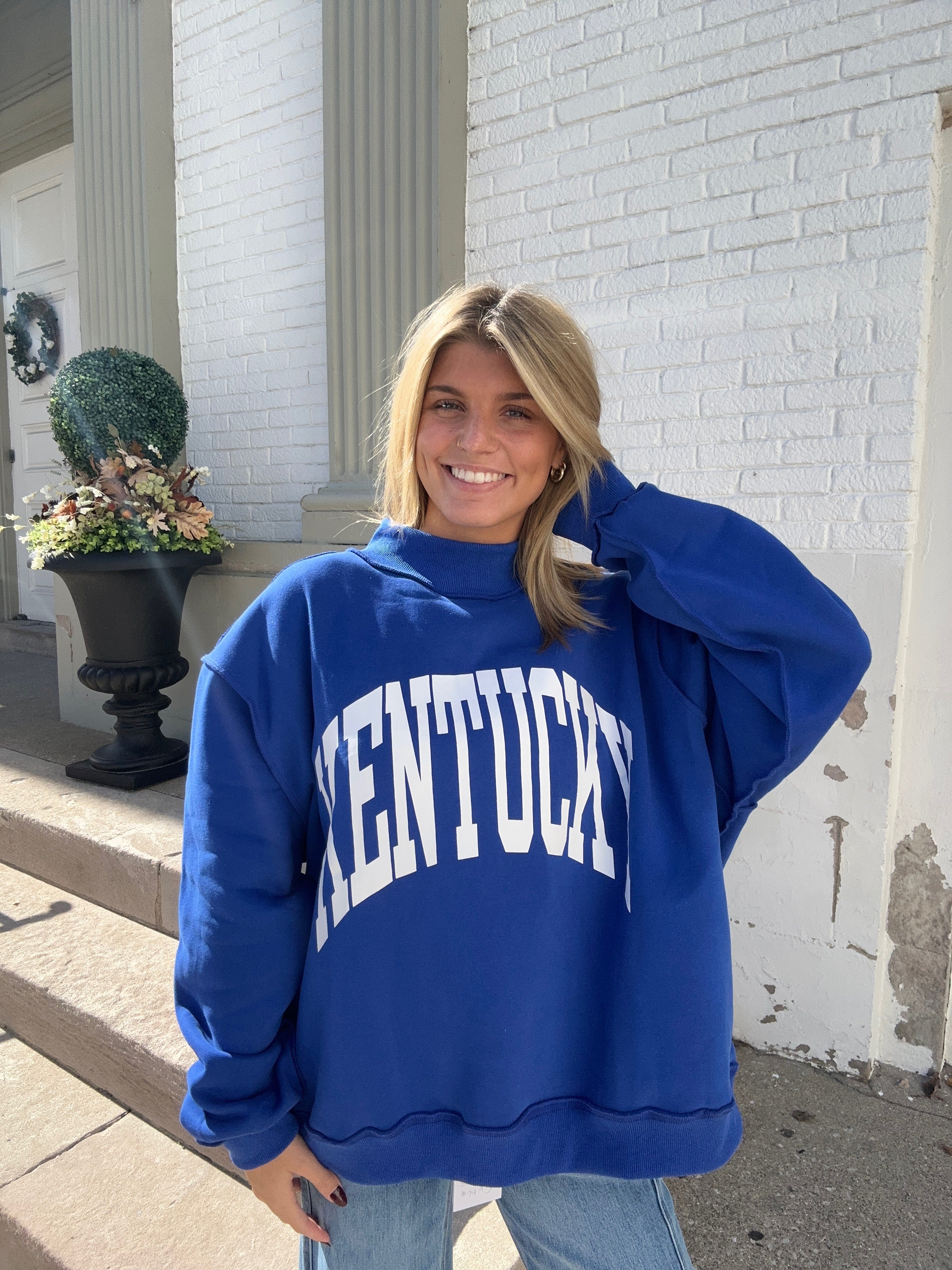 Kentucky/ KY Mock Neck Sweatshirt in Royal Blue