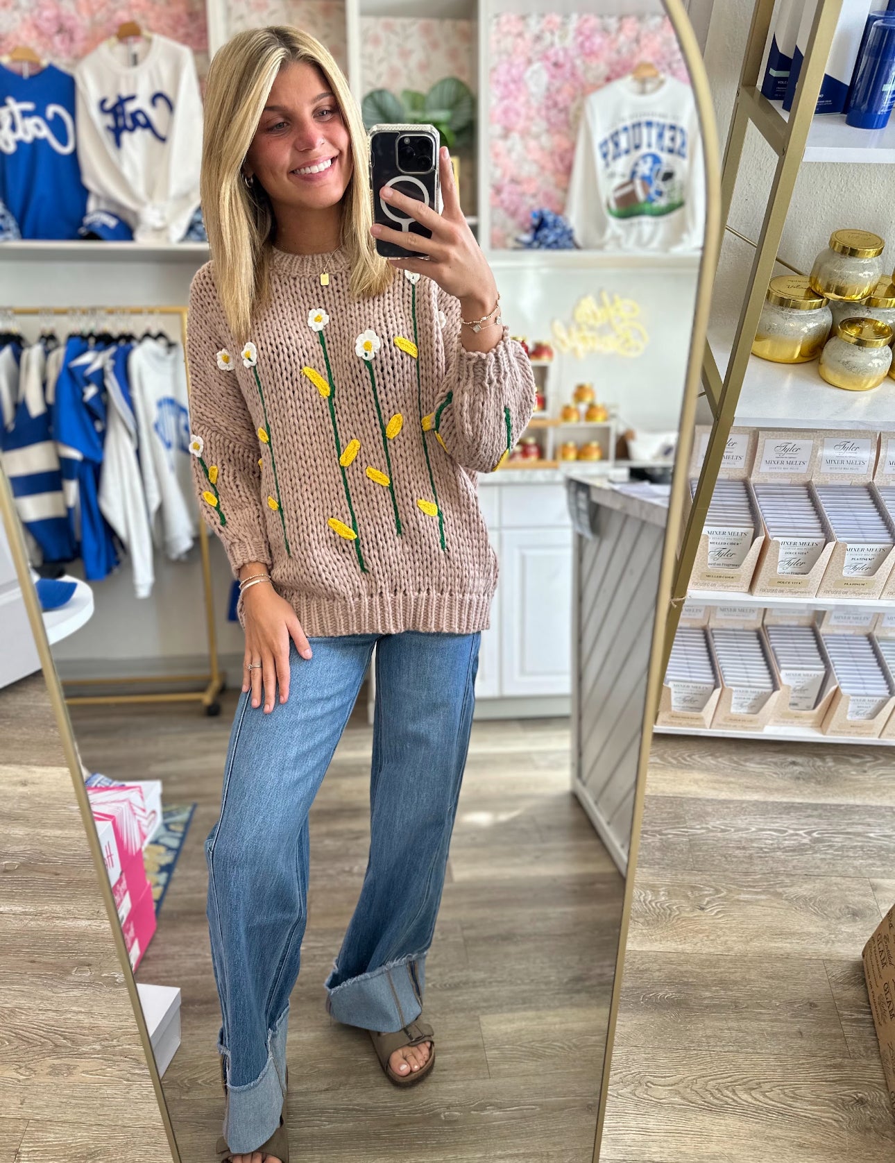 Margot Embroidered Flower Sweater