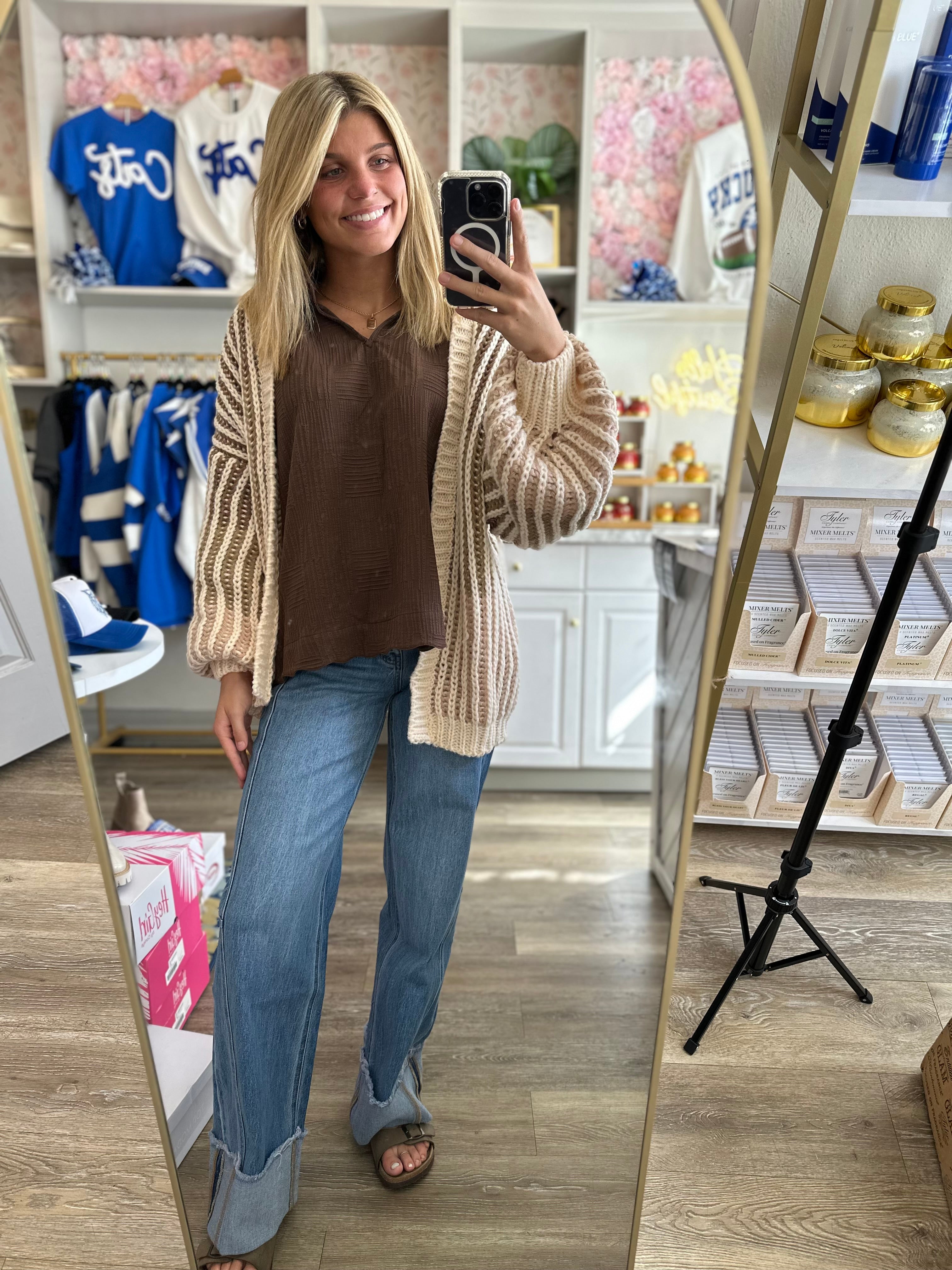 Lola Contrast Ribbed Cardigan