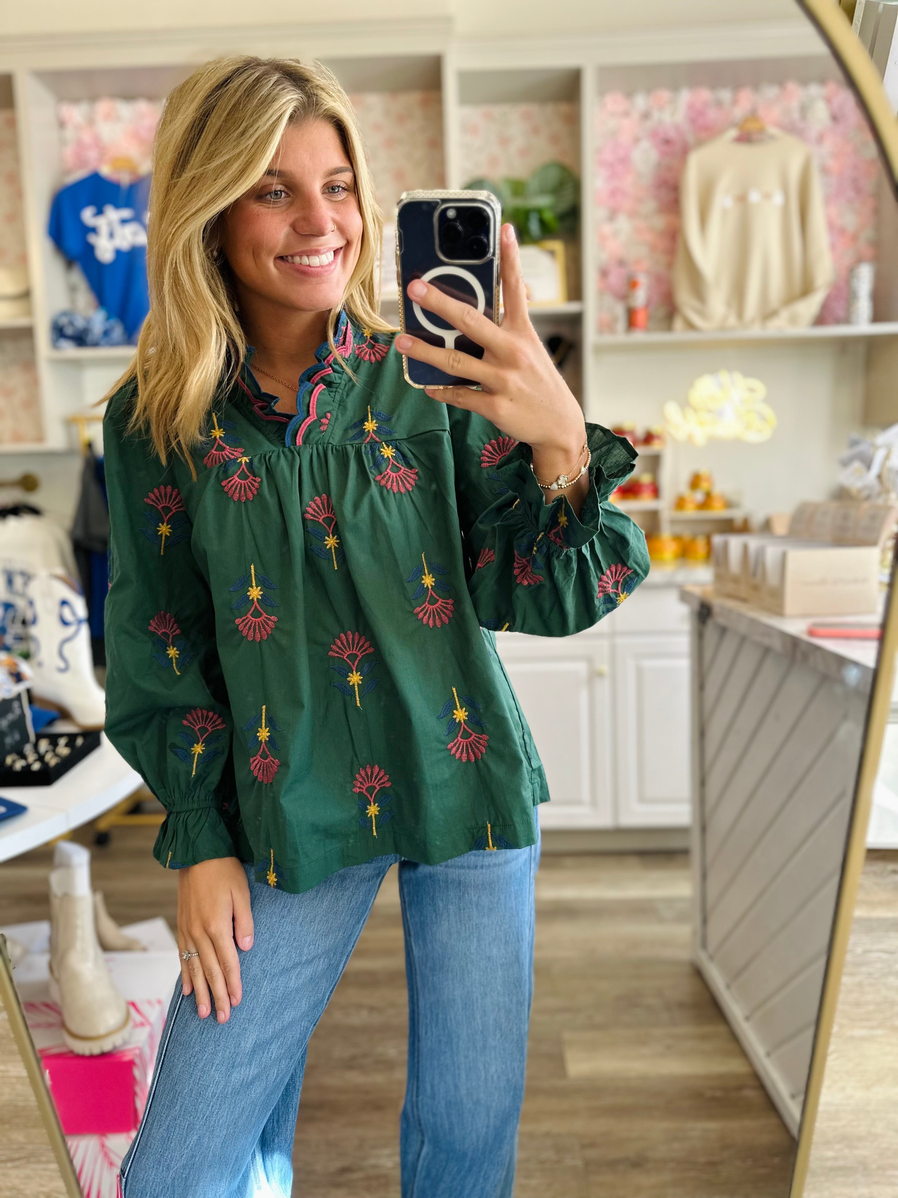 Ruthie Floral Ruffle Neck Blouse