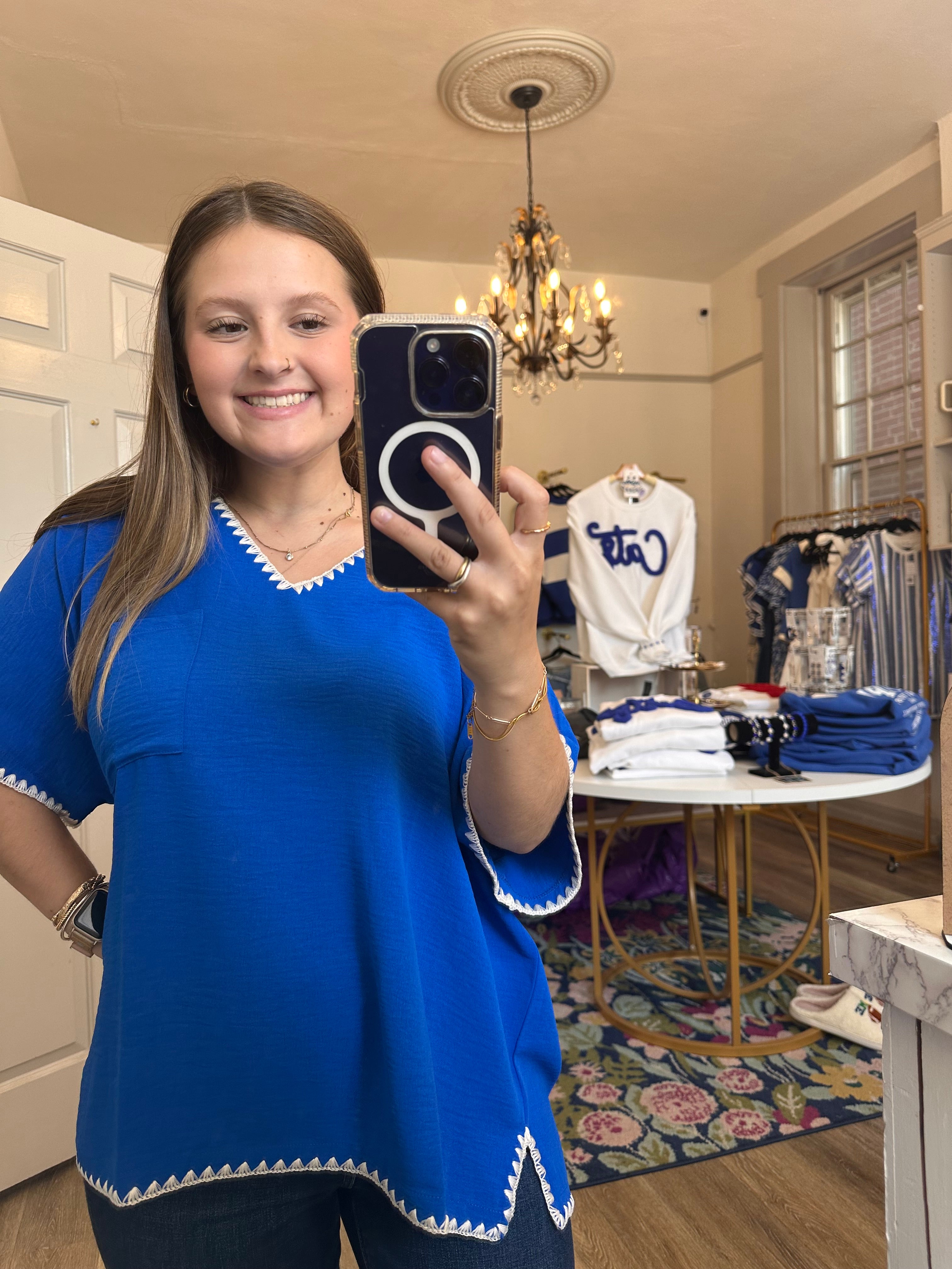 Victory Royal Blue Top with White Detail
