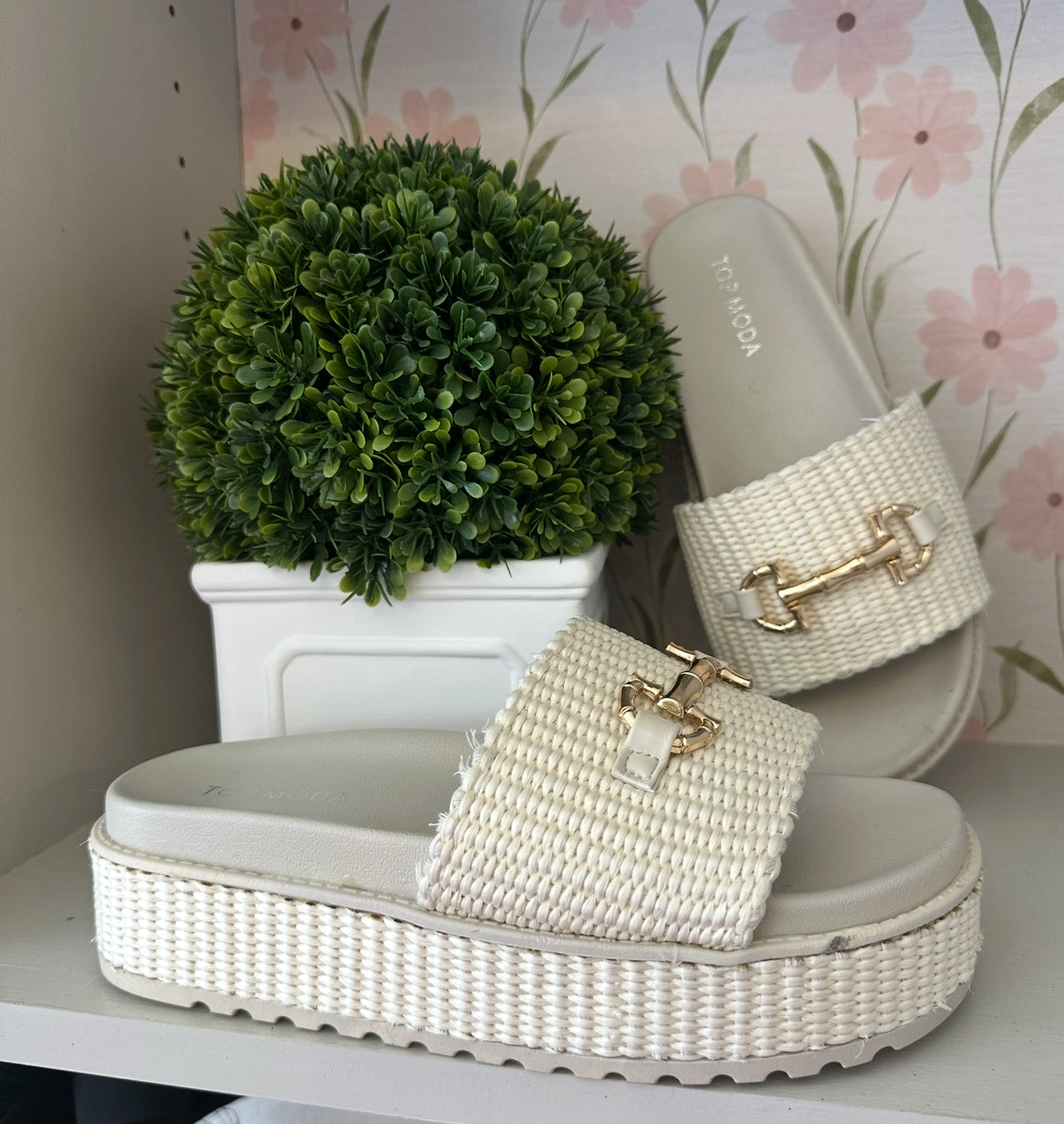 Zoey Platform Raffia Buckle Sandal