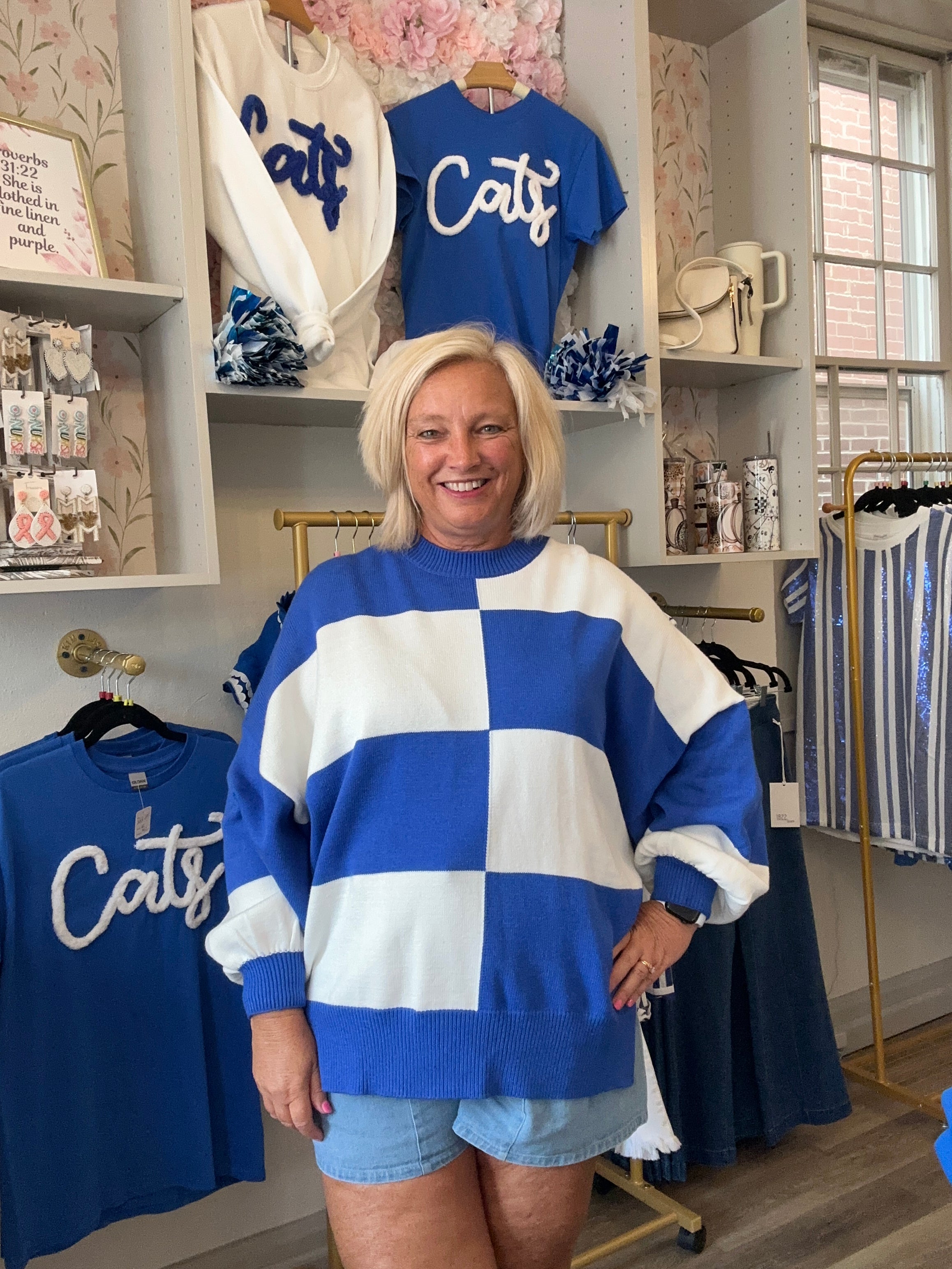 Kickoff KY Blue and White Sweater