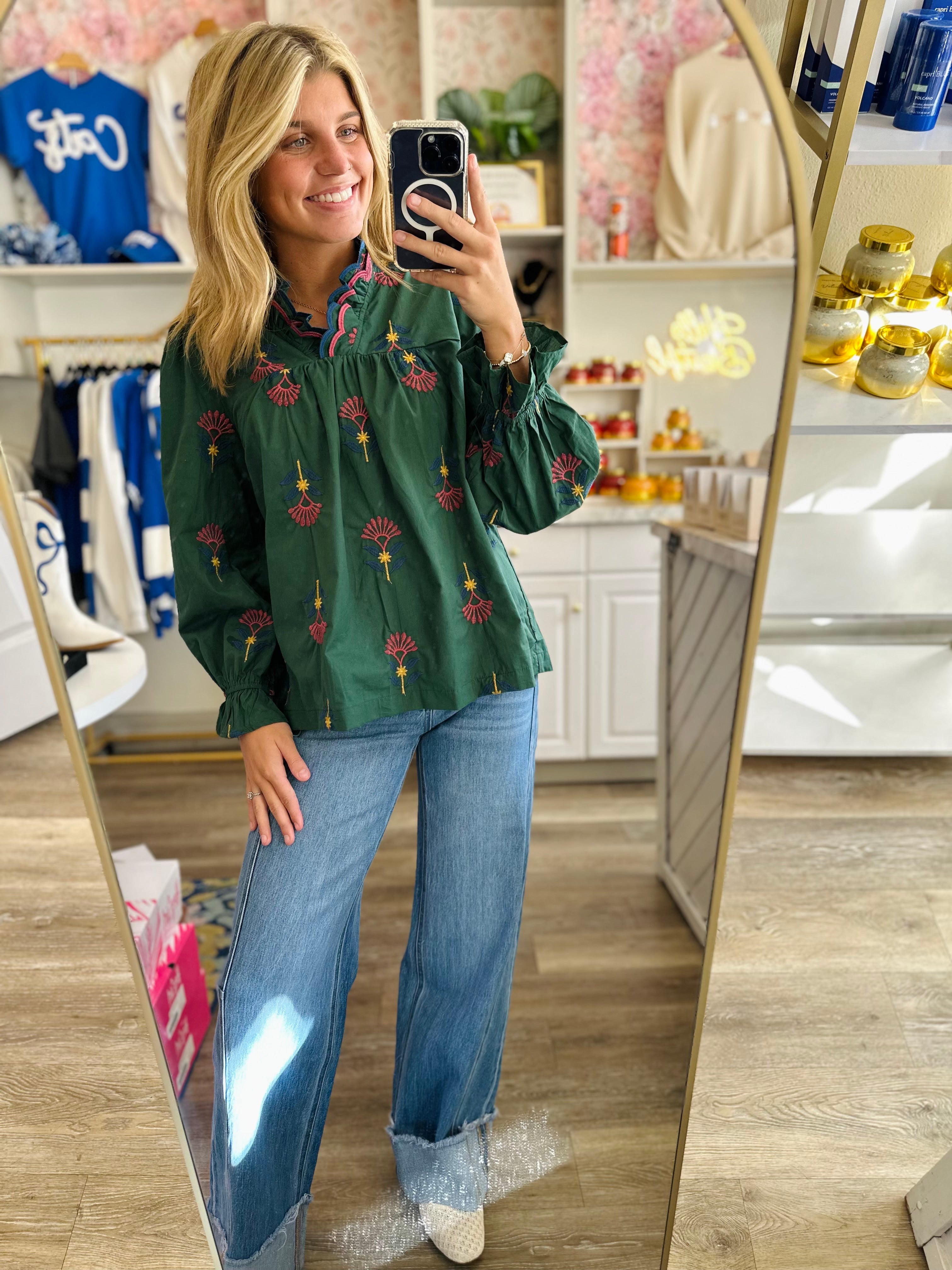 Ruthie Floral Ruffle Neck Blouse