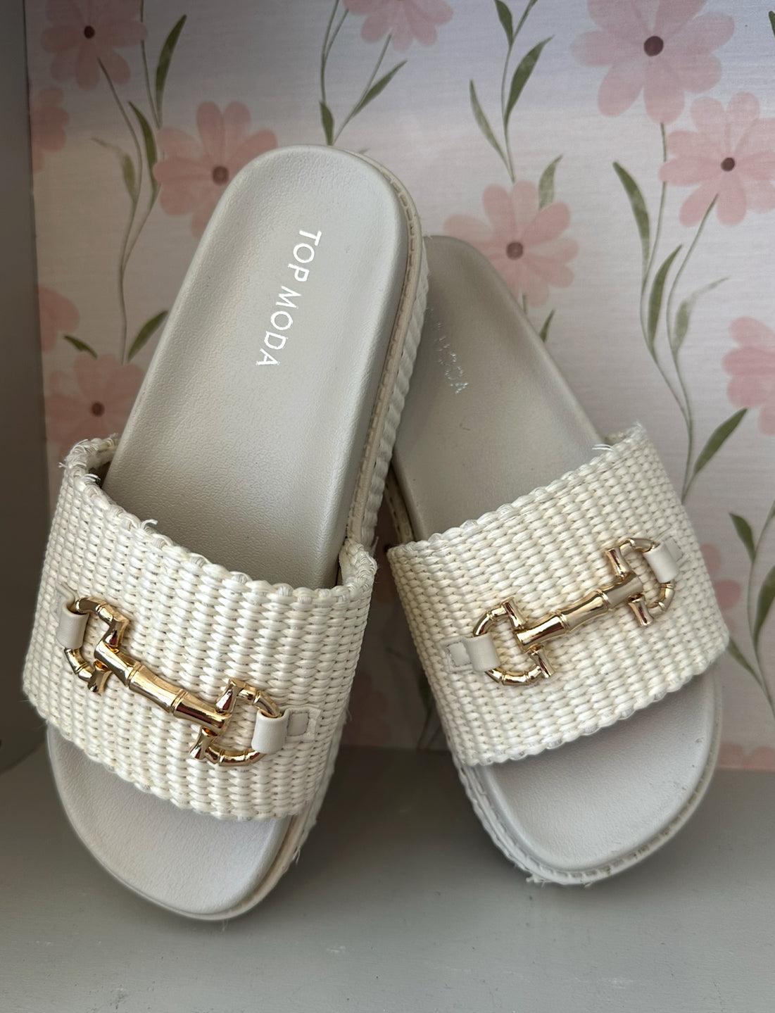 Zoey Platform Raffia Buckle Sandal