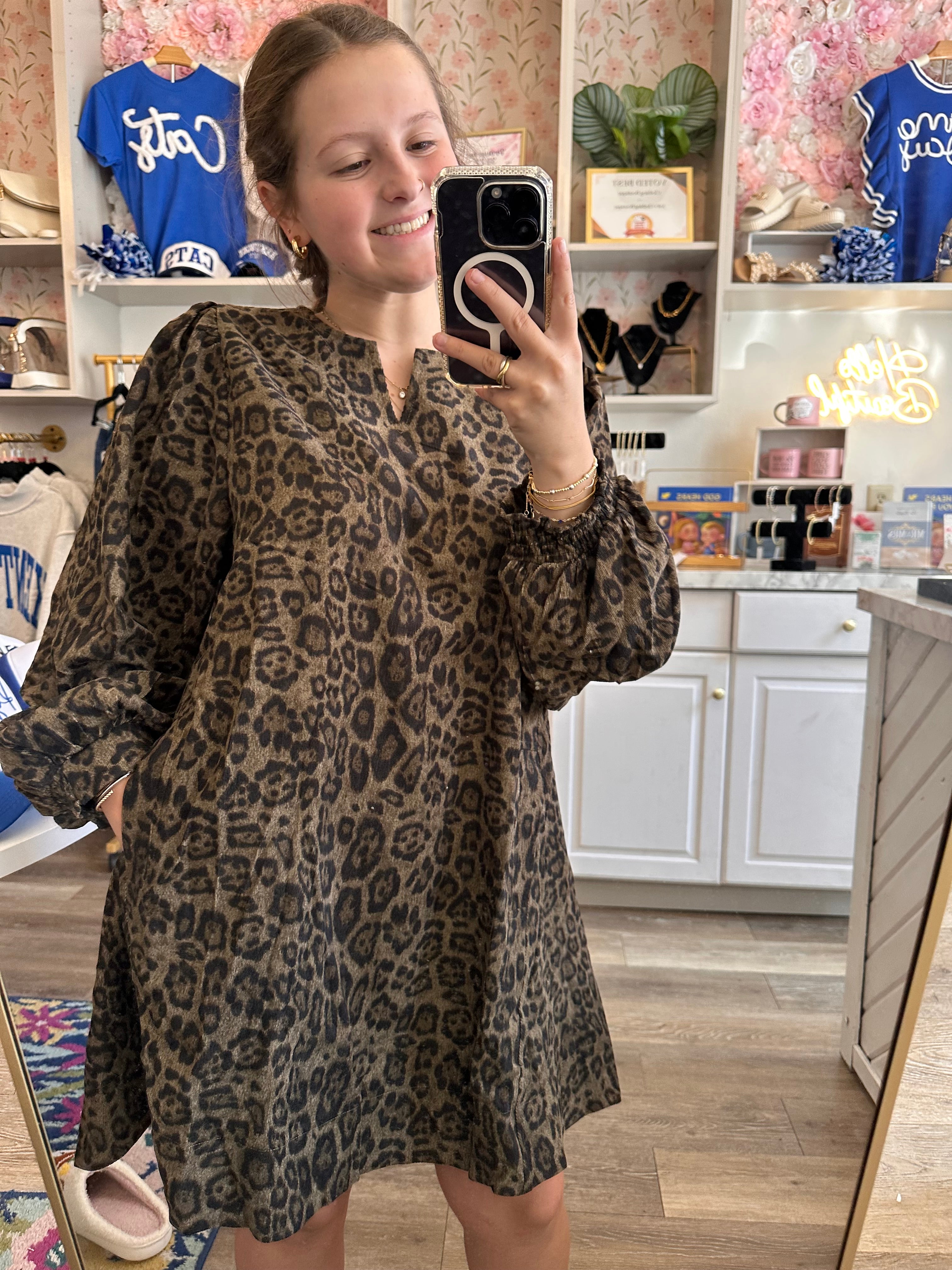 Miranda Olive Leopard Dress