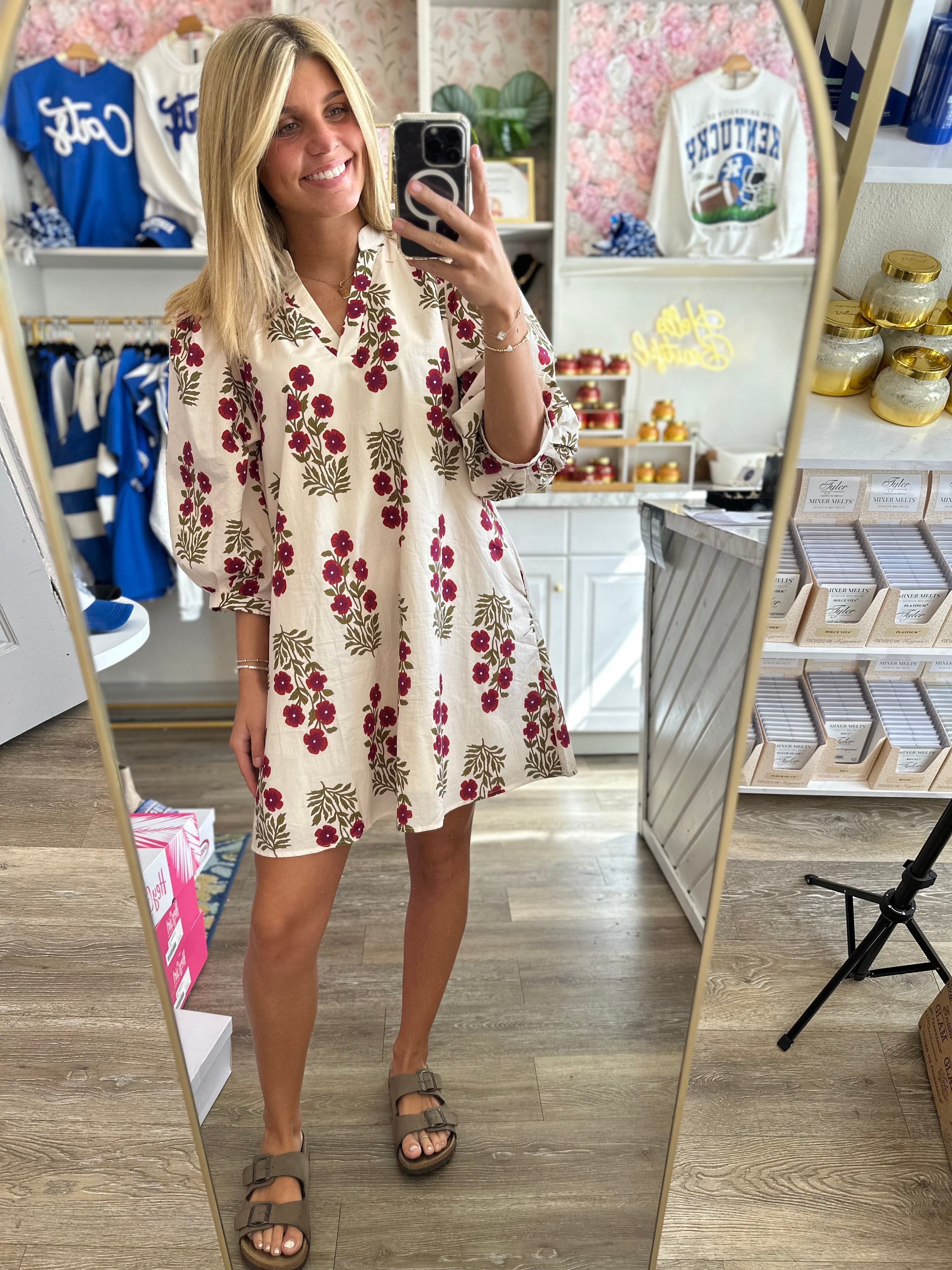 Poppy Red Ecru Mini Dress