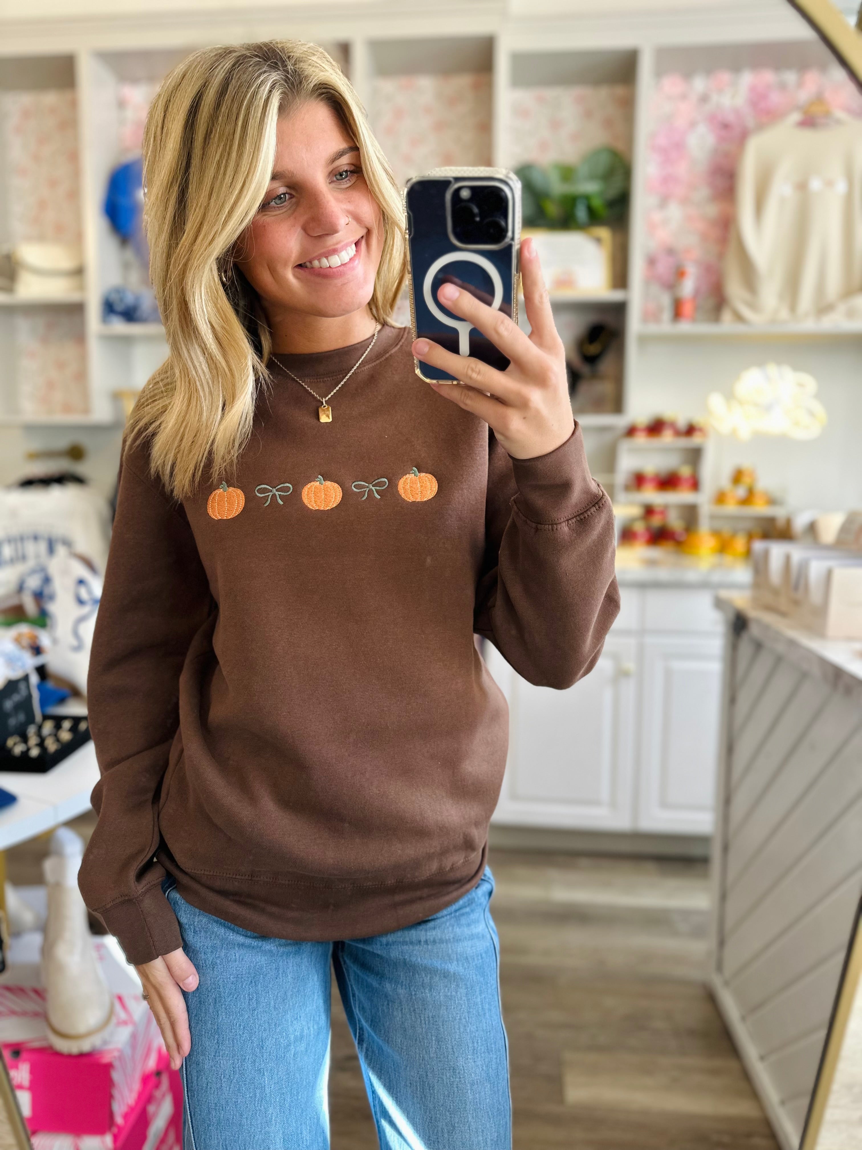 Pumpkin and Bow Sweathirt