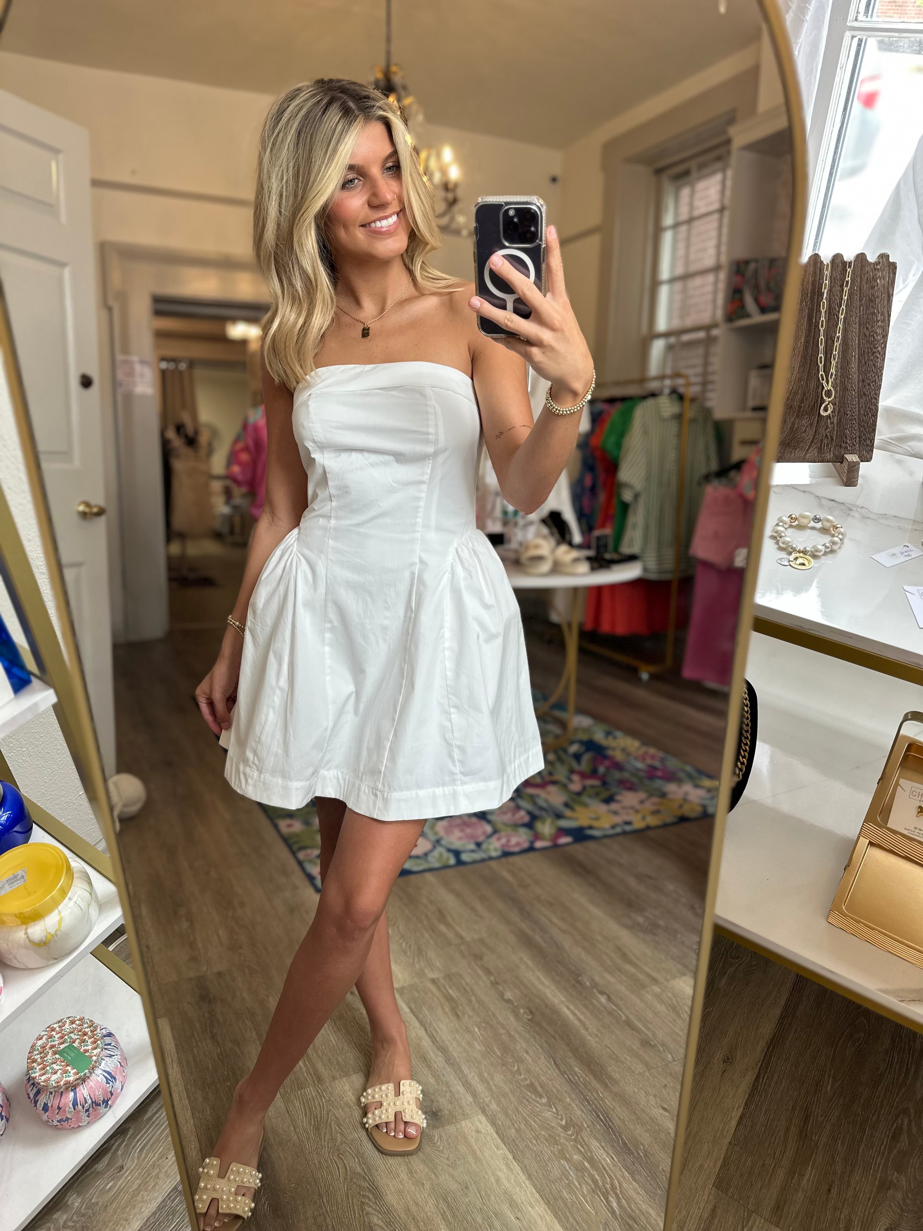 Sydney White Strapless Dress