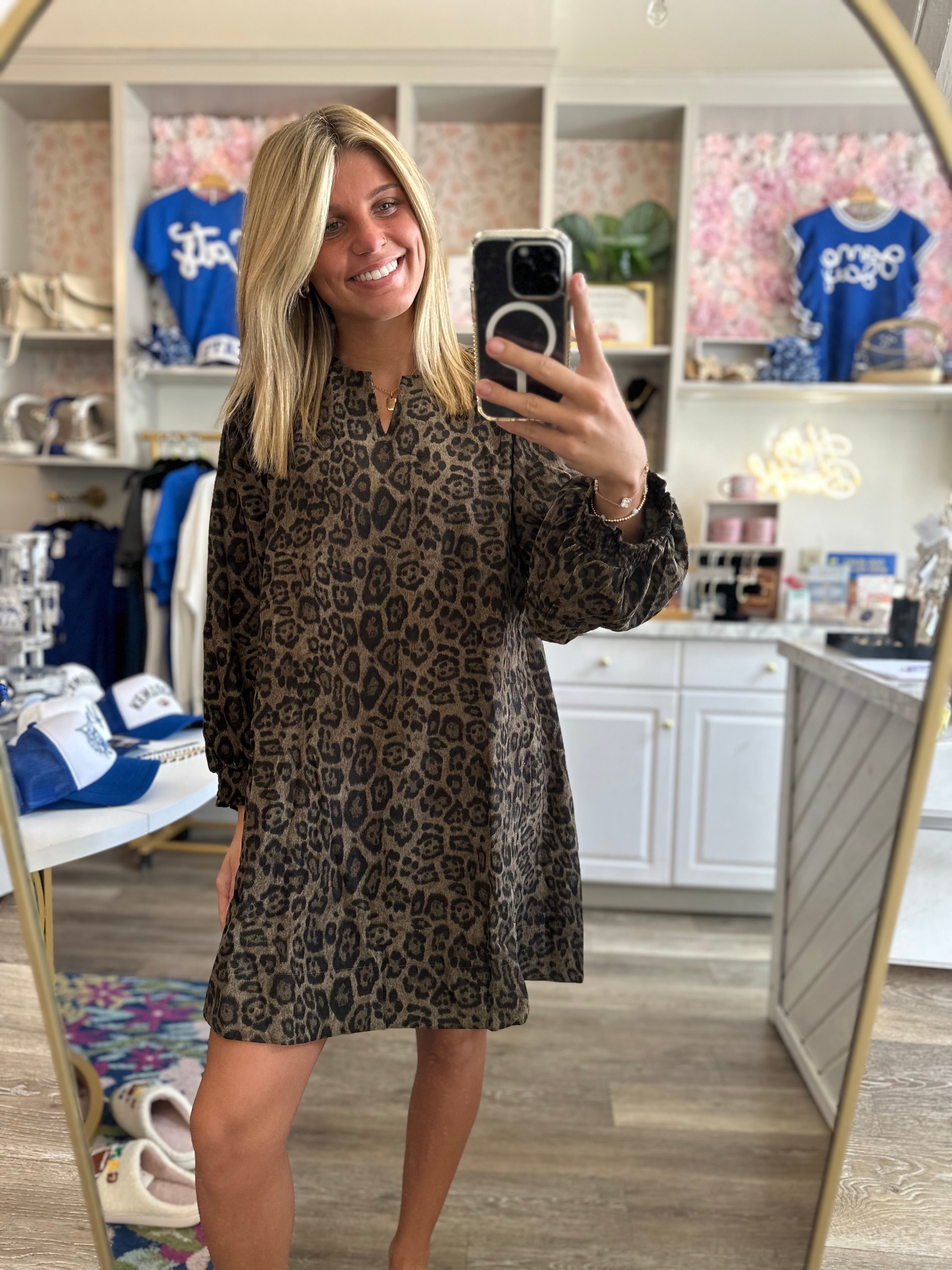 Miranda Olive Leopard Dress