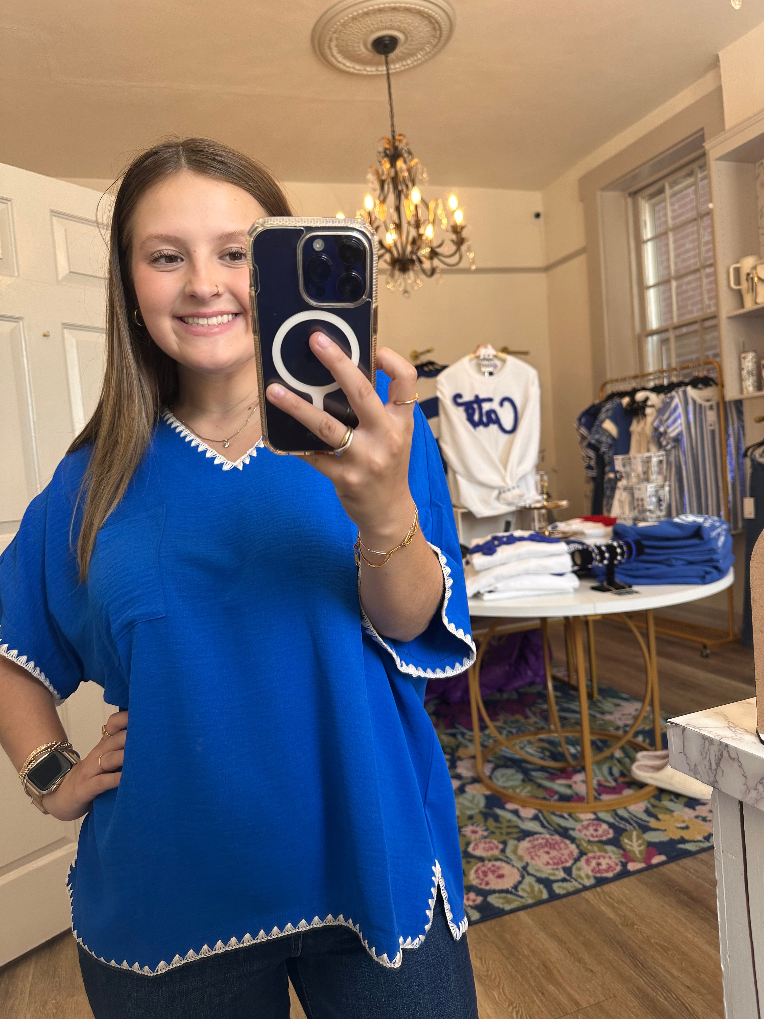 Victory Royal Blue Top with White Detail