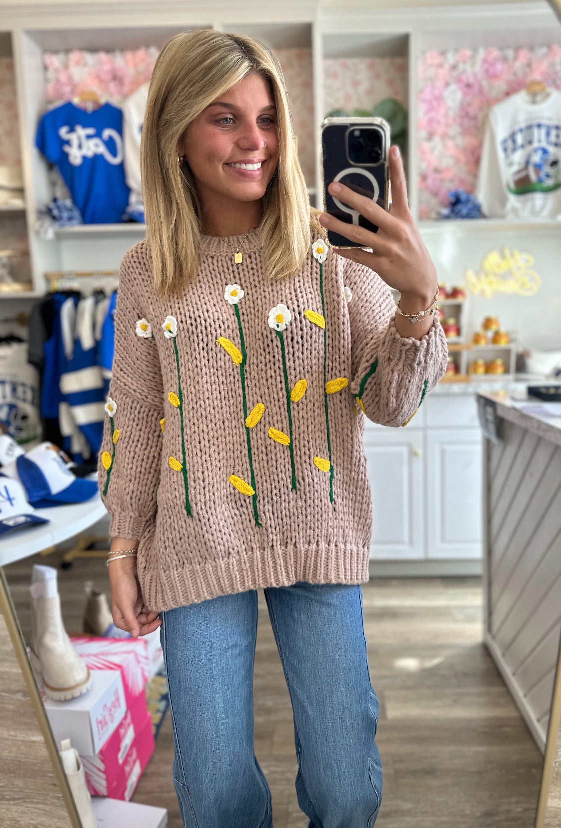 Margot Embroidered Flower Sweater
