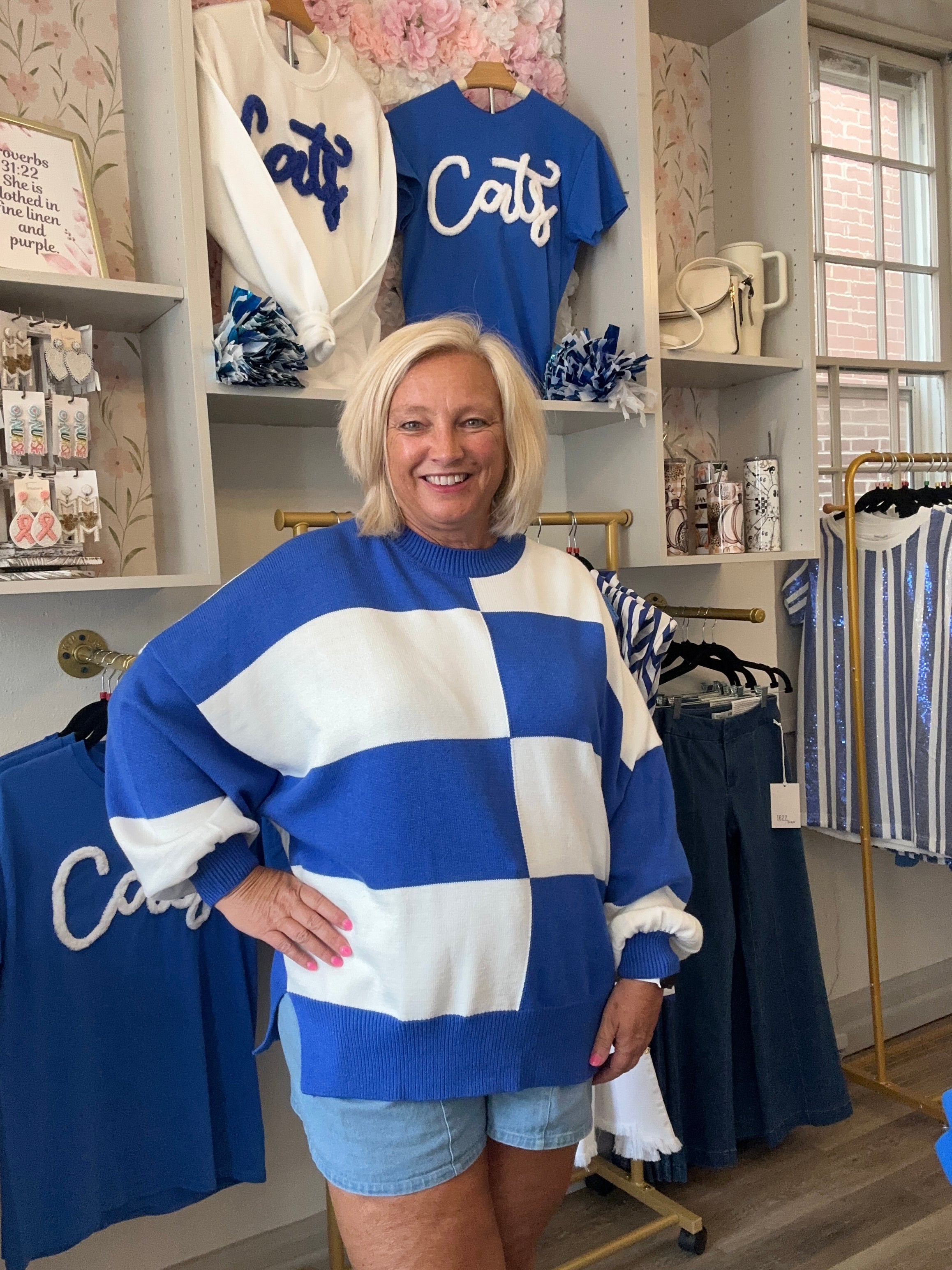 Kickoff KY Blue and White Sweater
