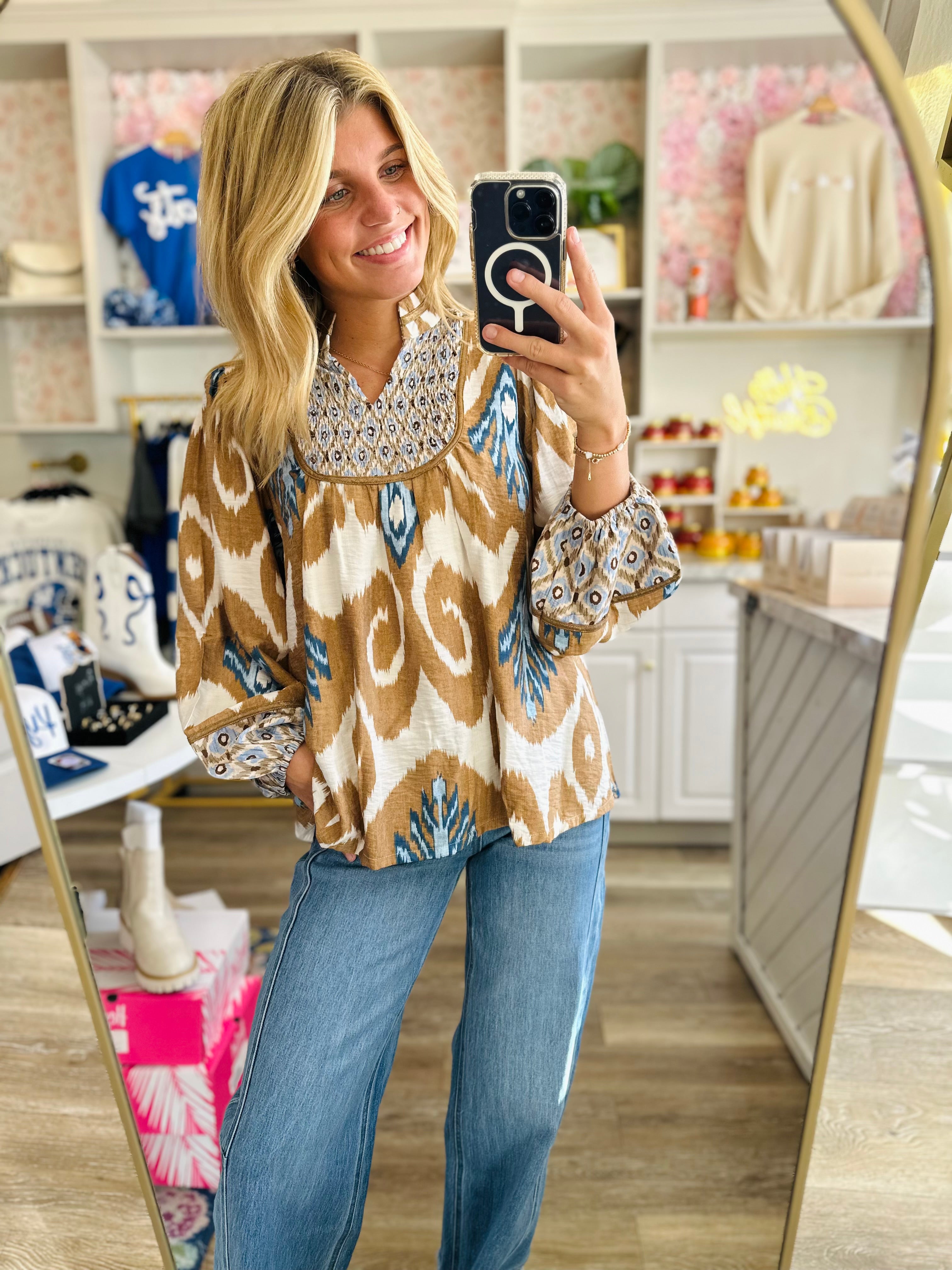 Miley Ikat Print Top