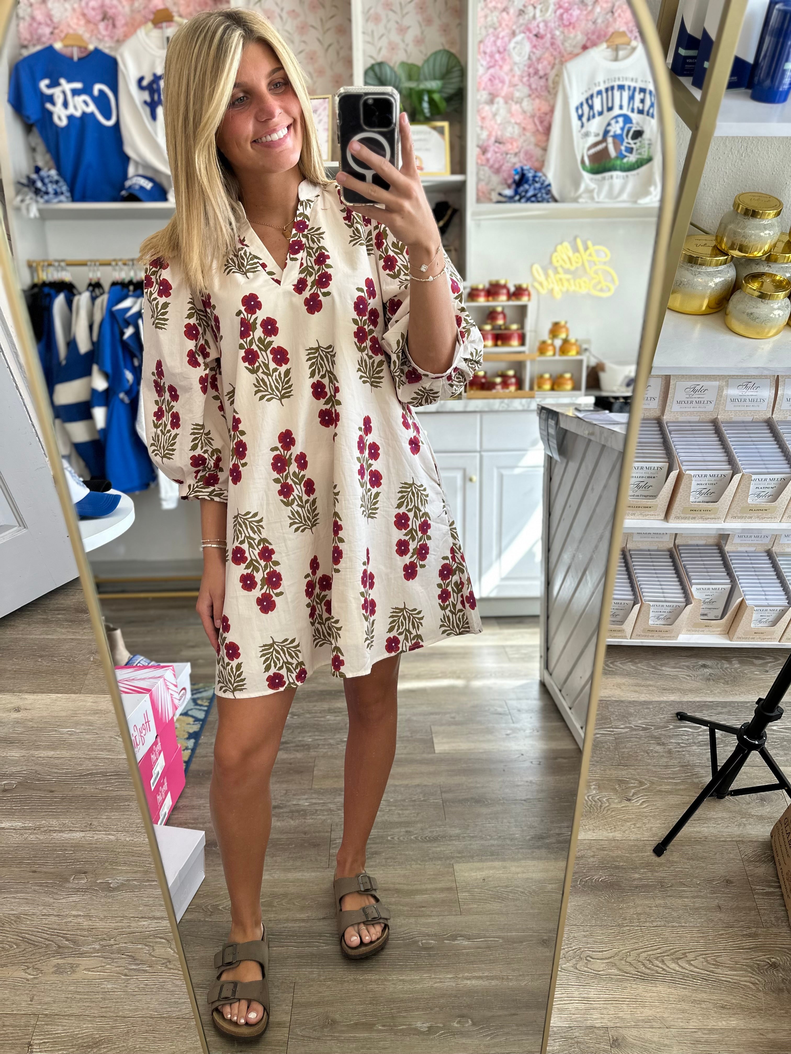 Poppy Red Ecru Mini Dress