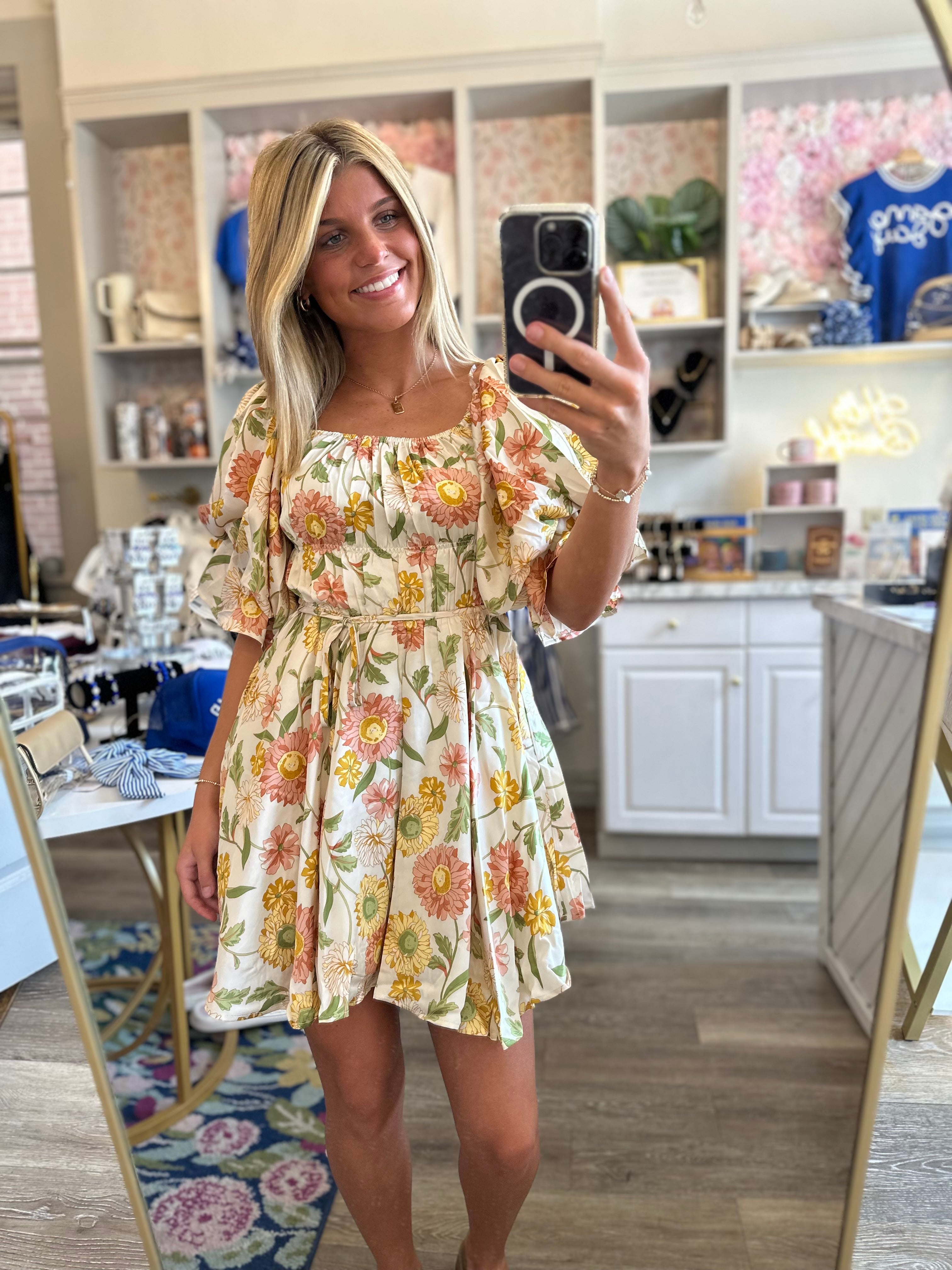 Adeline Fall Floral Print Mini Dress