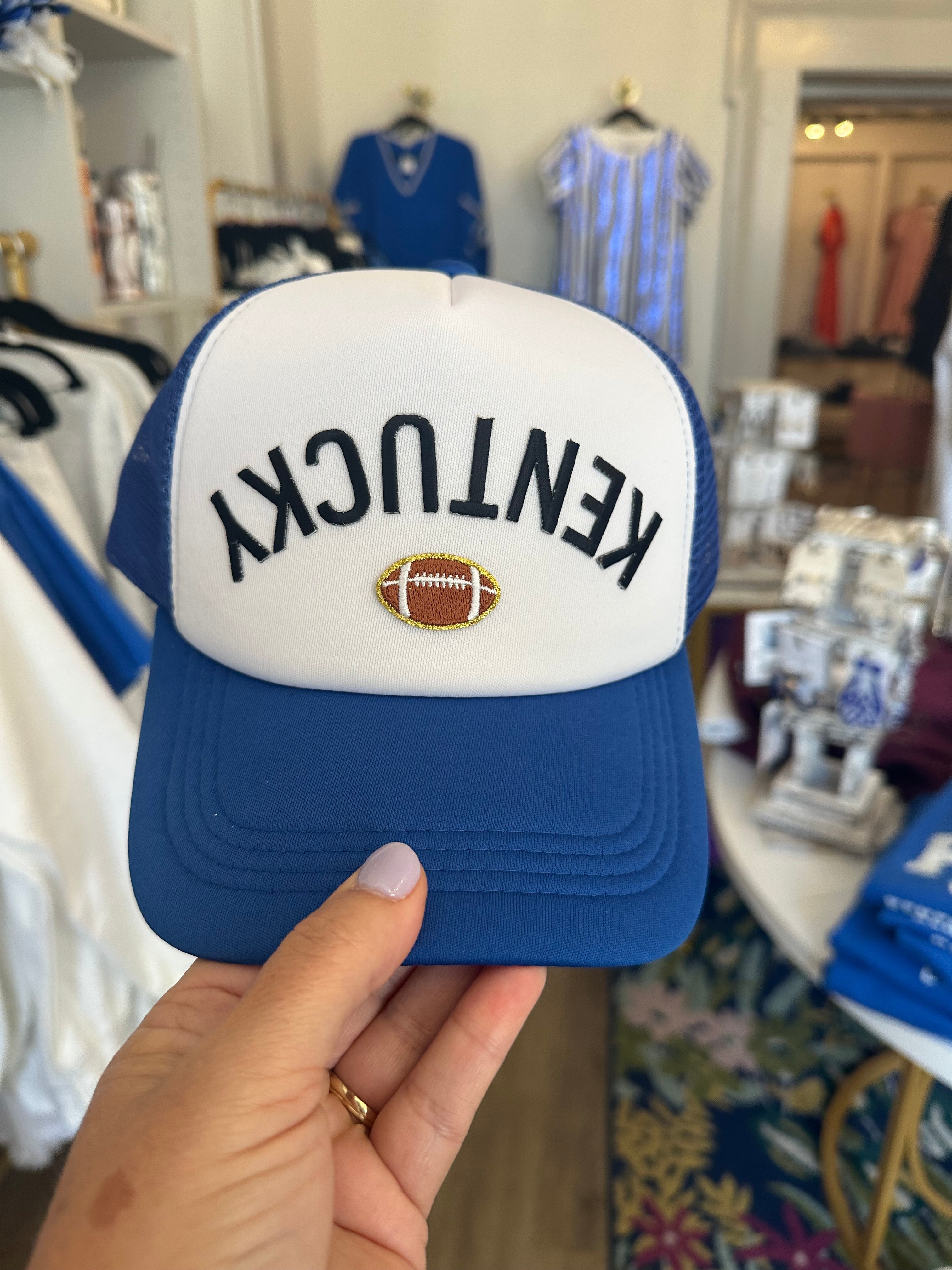 Kentucky Blue/ White Upside Down Trucker Hat