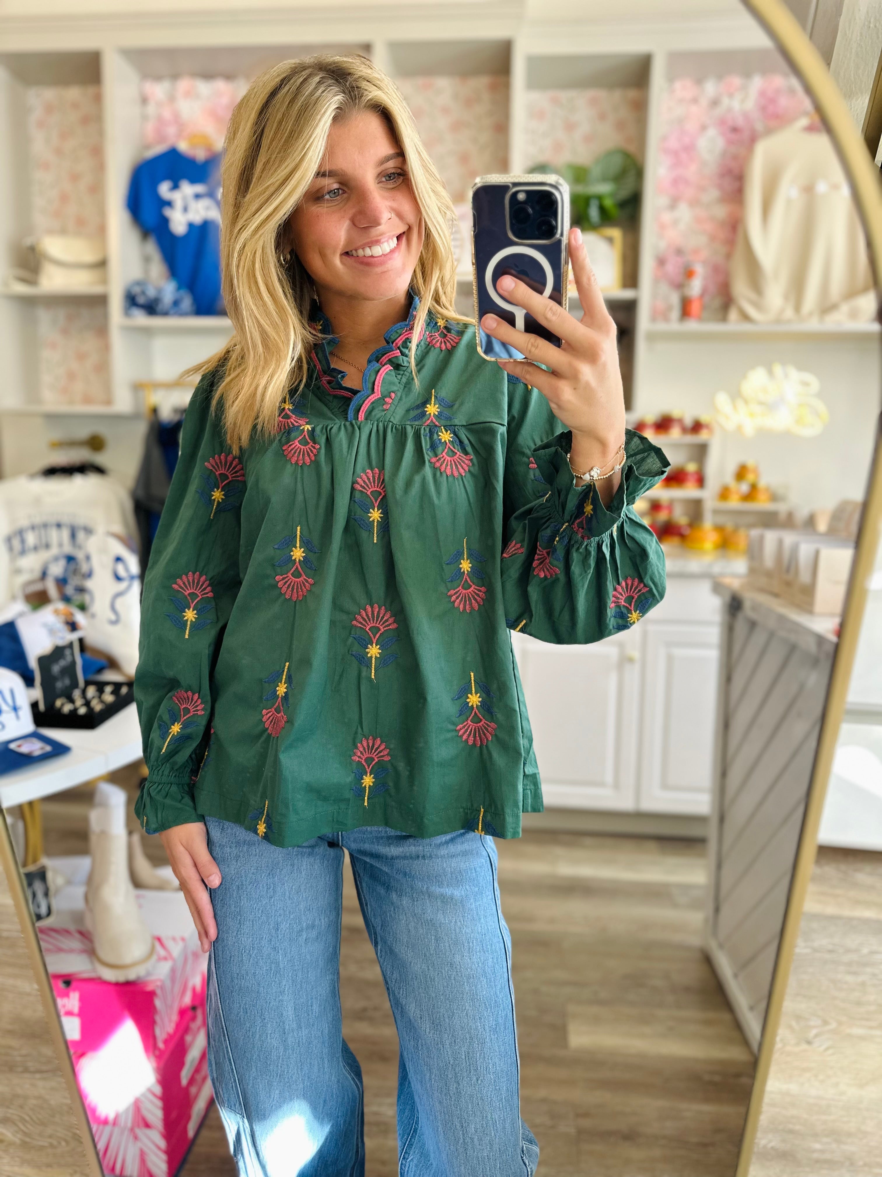 Ruthie Floral Ruffle Neck Blouse