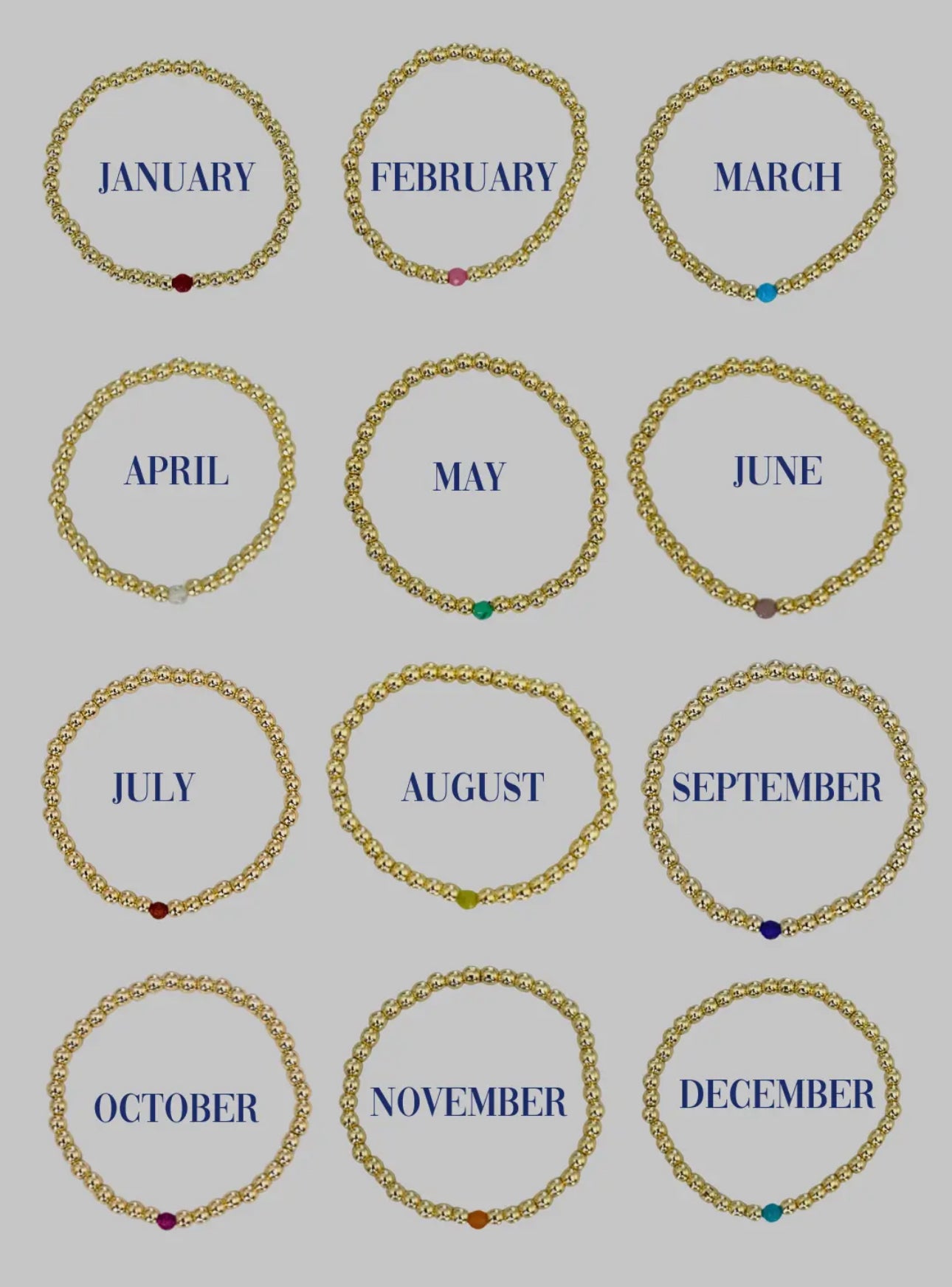 Birthstone beaded bracelets